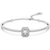 Swarovski Millenia Bracciale Rigido, con Cristalli e Zirconia Swarovski a Taglio Ottagonale, Placcato in Tonalità Rodio, Taglia Unica, Bianco