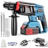 Tdyon Martello Perforatore a Batteria, Martello Tassellatore a Batteria, Martello Demolitore Batterie 21V 4Ah, 4 in 1 Funzione, Adattatore SDS-plus con Mandrino, 3 Punte, 2 Scalpelli