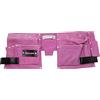 Toolzone, cintura porta utensili con doppio borsello, in pelle, 11 tasche, con porta nastro e porta martello, colore: rosa