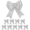 Relaxdays Fiocco da Regalo, Set da 10, Grande Accessorio Decorativo, Gift Compleanno, Natale, Scintillanti, Argento
