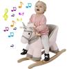 BAKAJI Unicorno Dondolo Cavalluccio Cavalcabile Peluche Bambini con Effetti Sonori Rosa