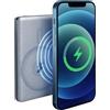 Grundig Powerbank Wireless 5000mAh - Power Bank 15W compatibile con ricarica wireless MagSafe - con connessione USB-C per caricare 2 dispositivi - 10,4 x 6,7 x 0,85 cm