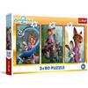 Trefl - Puzzle 3 in 1: Zootopia 2, Indagine sugli animali - 3 x 80 pezzi, Set di tre puzzle per bambini dai 5 anni in su