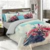 Italian Bed Linen Parure Copripiumino con Stampa Digitale a Copertura Totale Sul Sacco e Sulle Federe 2 Posti 100% Cotone