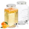 Relaxdays 2 Dispenser in Vetro per Bevande, Erogatore 3,5 L con Rubinetto e Coperchio, Distributore Acqua, Bibite, Drink