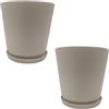 Relaxdays Vaso da Fiori, Set da 2, con sottovaso, Righe, H x D: 20 x 20 cm, per Piante, plastica