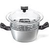 Moneta Vaporiera Connection Base 20cm- Casseruola e vaporiera in alluminio, antiaderente e resistente, 100% Made in Italy