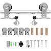 CCJH 5FT/152cm Acciaio Inossidabile Binario per Porta Scorrevole Kit Acciaio Inox Accessori per Una Porta Scorrevoli di Legno