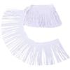 GORGECRAFT 2mx15cm Doppio Lato PU Pelle Frangia Nappa Bianco Finta Pelle Scamosciata Gonna Danza Nappa Cucito Avvolgere Copertura per Abito Artigianato Abbigliamento Indumento Tende Borse Scarpe