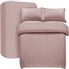 My home store Set copripiumino per letto singolo, 3 pezzi, copripiumino a righe satinate, in morbida microfibra spazzolata, con lenzuolo con angoli profondi 30 cm e 1 federa (rosa cipria)