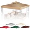 Flexzion Copertura di ricambio impermeabile per gazebo, 12 x 12 (3,6 m x 3,6 m), copertura per gazebo da esterno, doppio strato UV30, per tettoie, giardino, patio, tenda da cortile (beige)