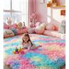 MARATIP Tappeto Peloso Soggiorno Tappeti per Grandi Dimensioni Salotto Moderno cameretta Bimba Antiscivolo tappeti,Tappeto colorato morbido e soffice per la camera da letto(arcobaleno,160 x 230 cm)