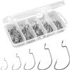 LuminaryLair 50 Pezzi Ami Carpfishing Con Scatola di Plastica, 1#,2#,1/0#,2/0#,3/0#Ami da Pesca Circle,Gancio da Pesca Acqua Dolce Acciaio,Pesca Accessori Acciaio al Carbonio,per esche in gomma,pesci in gomma