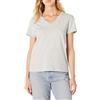 Amazon Essentials T-Shirt da Donna a Maniche Corte con Scollo a V, vestibilità Regolare, 100% Cotone, Grigio Chiaro, L