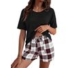 Bresdk Pigiama Donna Estivo Corto Top Maniche Corte Henley + Pantaloncini a Quadri Morbido per Dormire e Loungewear Casa, Rosa, M