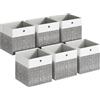 SONGMICS Scatole Portaoggetti, Set di 6, Contenitori in Tessuto, Pannelli in PP, Inodori, Pieghevoli, per Scaffale a Cubo, 30 x 30 x 30 cm, Bianco Nuvola e Grigio Giunco RFB430GM02
