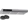 Klarstein Contempo 90 Cappa Aspirante da Incasso, 90cm Cappa per Cucina con Frontale in Vetro Acrilico, 200 m³/h, LED, Filtri ai Carboni Attivi, Argento, Efficienza Energetica C