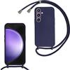 SLWYF Custodia per Samsung Galaxy S25 FE Cover con Cordino, Silicone Antiurto TPU Morbido Corda Collana Necklace Regolabile Stylish con Catena Ultra Sottile Cover Case, Blu navy
