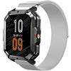 GIOPUEY 22mm Cinturini Magnetica Compatibile con Blackview W60/W70 Pro/W80 PRO, Cinturino in Acciaio Inossidabile Intrecciato [Magnetico] - Silver