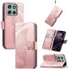 JIUNINE Cover a Libro in Pelle per Motorola Moto G56 5G, Oro rosa