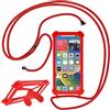 N NEWTOP Cover Universale CV31 per Cellulari Smartphone da 4.7 a 6.5 Pollici Cordino Tracolla Regolabile Cinghia Laccetto Corda TPU Appendere Estate Sport Fitness Inverno Stand Supporto (Rosso)