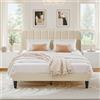 VECELO Letto imbottito 140 x 200 cm, letto matrimoniale con testiera regolabile in altezza, rivestimento in velluto e rete a doghe, senza rumore, facile da montare, per camera da letto e camera degli