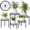 VECELO Confezione da 5 supporti in metallo per piante da interno, supporto per vasi da fiori multipli e resistenti, supporto rotondo per fioriere da esterno, decorazione per soggiorno, balcone, nero