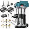 Yofuly Fresatrice Rifilatore per Legno Compatibile con Batterie Makita 18V, Fresa Legno con 2 Batterie da 4,0Ah | 6 Velocità | 28000giri/min, Fresatrice Verticale con Set di 6 Frese da 6,35 mm