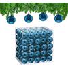 Relaxdays Palline di Natale, Set da 100 Palle Albero, Addobbi Natalizi, ∅ 6 cm, Sfere in Plastica Lucida, Blu Petrolio