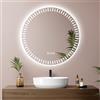 EMKE Specchio da bagno rotondo retroilluminato a LED, diametro 60 cm, con antiappannamento+interruttore a sfioramento+3 colori di luce variabili, specchio decorativo rotondo alla moda