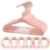 VIS'V Grucce in velluto per bambini, 28 cm, rosa, antiscivolo, con 6 graziosi divisori per vestiti per bambini, ragazzi e ragazze, confezione da 30