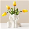 Wadiy DHYXZCA Vaso in ceramica bianca, a forma di testa femminile, a mezzo busto, stile bohémien, femminista, minimalista, decorativo, moderno, stile nordico, per casa, soggiorno, ufficio, scaffale per