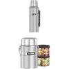 Thermos, Bottiglia Isolante Stainless King, in Acciaio Inox Satinato, capacità 0,47 l, Grigio, 4003.205.120 + THERMOS Contenitore per alimenti, in acciaio inox, 1,2 l