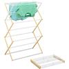 Relaxdays Stendibiancheria Pieghevole, Stendino Verticale a Torre, 11 Aste, HLP: 107x43-74x37 cm, bambù e Ferro, Bianco