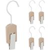 Relaxdays Appendi Stivali, Set da 5, Gruccia in Legno con Clip e Gancio in Ferro, Mollette Gommate, Bianco e Legno