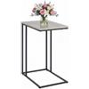 Relaxdays Tavolino Relaxdays, HLP: 64 x 50 x 35 cm, MDF, Ferro, Forma a C, tavolino da infilare, Soggiorno, Nero/Naturale
