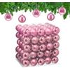 Relaxdays Palline di Natale, Set 100 Palle Albero, Addobbi Natalizi, ∅ 6 cm, Sfere in Plastica Opaca e Lucida, Rosa