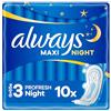Always Maxi Profresh Night Assorbenti igienici, taglia 3, 10 pezzi, neutralizza gli odori, Super Fit, super assorbenti, confezionati singolarmente