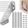 LALAGO 40 pz Squadrette Angolari Acciaio Inossidabile 65x22x13 mm, Staffe Angolare Ferro Metallo per Legno con 280Viti, Connettori Squadrette Triangolari, Supporto di Forma per Scaffali Armadi Tavoli