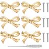 Gosknor 6pz Maniggie Armadio Forma Fiocco, Oro Fiocco Maniglie Mobili con Cacciavite Ottone Maniglie Cassetti Vintage Maniglia Comò Decorativa per Casa Cucina Armadio Guardaroba Hardware