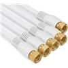 1aTTack.de Cavo antenna SAT 1,5 metri 2x schermato placcato oro, connettore F > connettore F (completamente schermato) SAT bianco F-F oro 85db (5 pezzi)