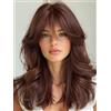 WIGNEE Parrucca per Donne con Onde Naturali, Media Lunghezza - Capelli Strati Biondo Cenere - Parrucca Sintetica Ondulata con Frangia - Resistente al Calore e Senza Colla