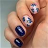 Cosblisvia Unghie Finte Adesive Corte e Squadrate, 24 Pezzi Unghie Adesive con Fiori, Unghie Finte Lucide per Donna, Manicure Fai da Te per Ufficio, Vita Quotidiana, Feste (0,7-1,8 CM Larghezza)