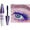 HISUNBEN Mascara viola impermeabile, 10 ml, resistente all'acqua, a lunga durata, volumizzante, per Natale, Halloween, feste, matrimoni (Tubo bianco - Blu)