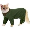 Hjumarayan Tuta per gatti overgrooming per gatti, tuta intera per gatti con gambe, per capelli appiccicosi, post chirurgia, copertura completa, in caldo pile per smettere di leccare, verde militare