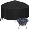 Nomiou Telo Protettivo per Braciere Circolare da Giardino Accessori per Camini Esterni Coperture per Fuochi Telo Copri Barbecue Protettivo Telo Copertura Antipioggia Polvere Sole Neve Anti-UV,91cm,Nero