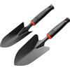 msymsyu Pala da giardino 2 pezzi nero largo cazzuola per fiori (32,5 x 8 cm) x 1 e pala stretta (32 x 6 cm) x 1 per trapiantare piantine diserbo e allentamento