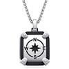 Dada Gioielli - Collana Uomo Acciaio Rosa Dei Venti Piastrina Militare 23x20 mm Nera e Argento Lavorazione a Cornice 45+5 cm (Rosa Dei Venti Nera)