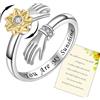 Wonvin Collection Anelli Abbraccio in Argento Sterling 925 per Donna, Ti Amo per Sempre Ti Amo Mamma Regalo Sorella Regali Parole Incise Mani che si Abbracciano Anello Aperto Gioielli Amicizia Regalo, Adjustable