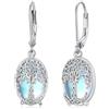 REDSUN Orecchini a goccia in argento Sterling 925 con pietra di luna, turchese e opale per donna, gioielli celtici Leverback, pietra di luna/turchese/opale, ipoallergenico, eleganti orecchini pendenti